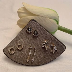 Loft NWT Dainty Gold & Gem Earrings Set ( 4 pairs)